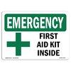 Signmission OSHA Emergency Sign, 3.5" Height, First Aid Kit Inside, Landscape, EM-D-35-L-10324-10PK OS-EM-D-35-L-10324-10PK